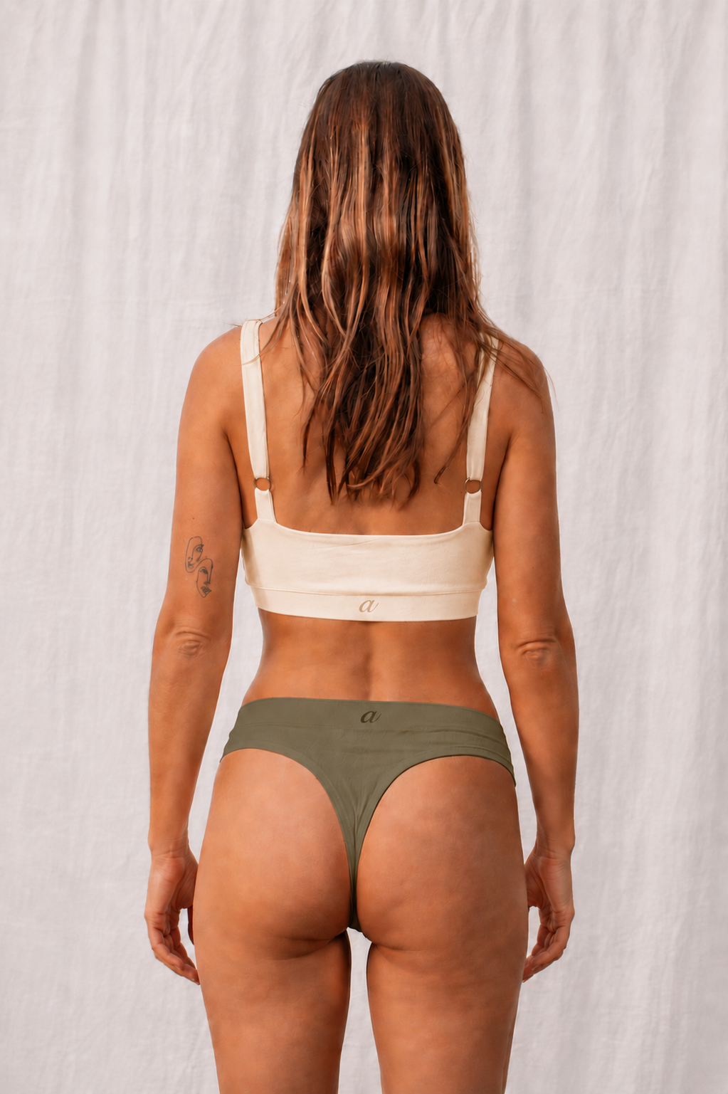 Eve High Waist G-String in Olive